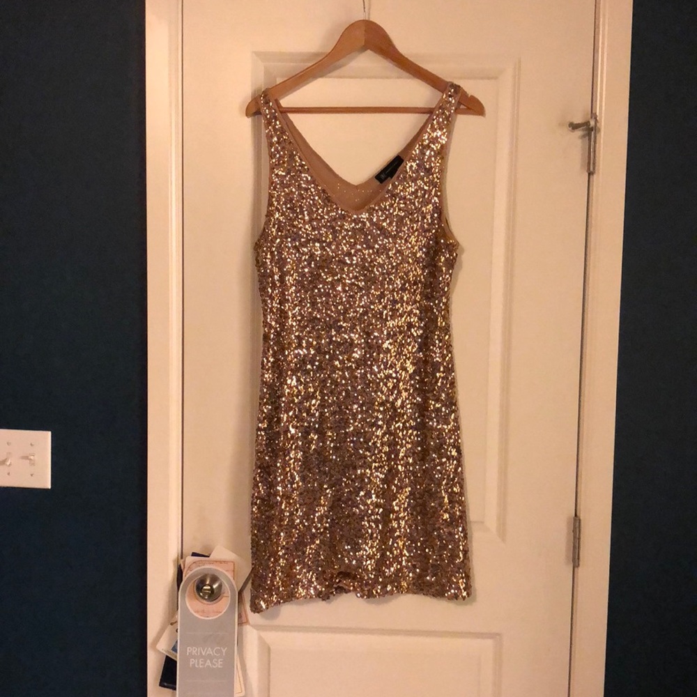 Gold sequin tank party dress
